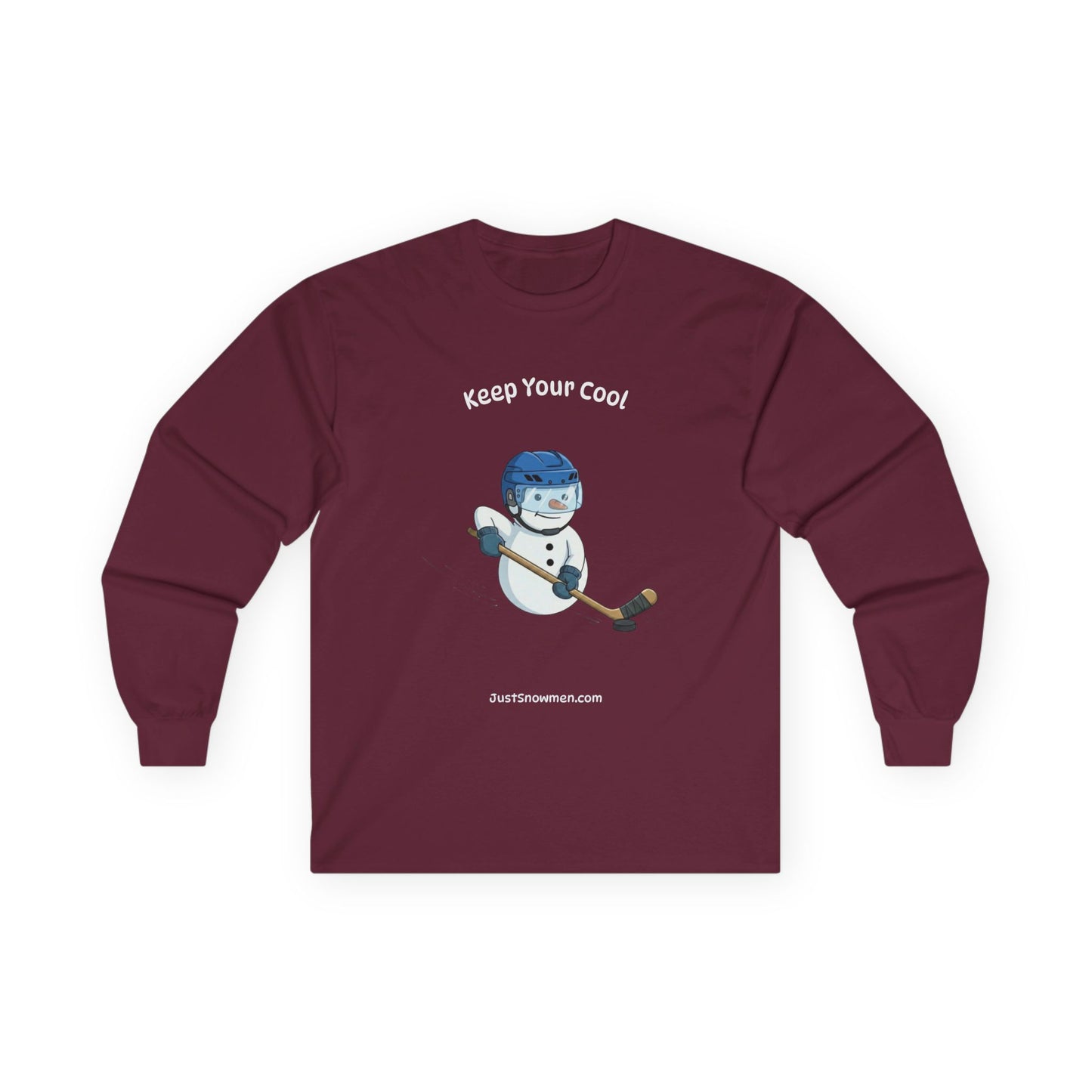 "Keep Your Cool" Snowman Hockey Long Sleeve | 100% Cotton Sports Shirt