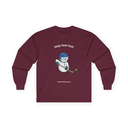 "Keep Your Cool" Snowman Hockey Long Sleeve | 100% Cotton Sports Shirt