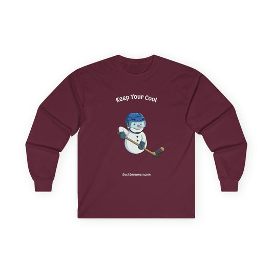 "Keep Your Cool" Snowman Hockey Long Sleeve | 100% Cotton Sports Shirt