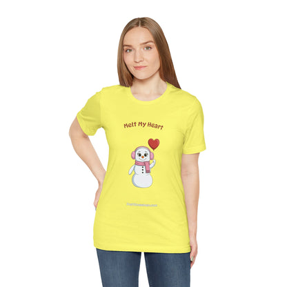 "Melt My Heart" Snowman Girl Graphic Tee | Soft Cotton T-Shirt