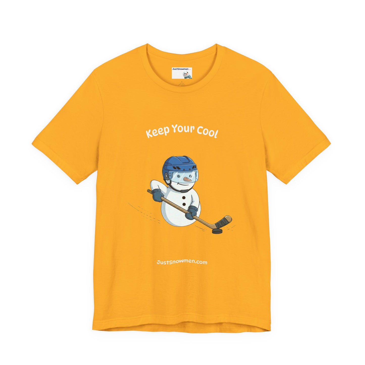 "Keep Your Cool" Snowman Hockey Graphic Tee | Soft Cotton T-Shirt