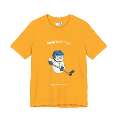 "Keep Your Cool" Snowman Hockey Graphic Tee | Soft Cotton T-Shirt