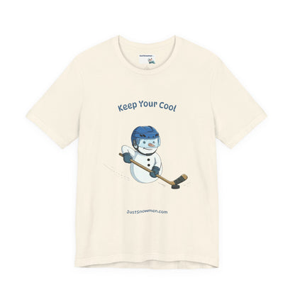 "Keep Your Cool" Snowman Hockey Graphic Tee | Soft Cotton T-Shirt