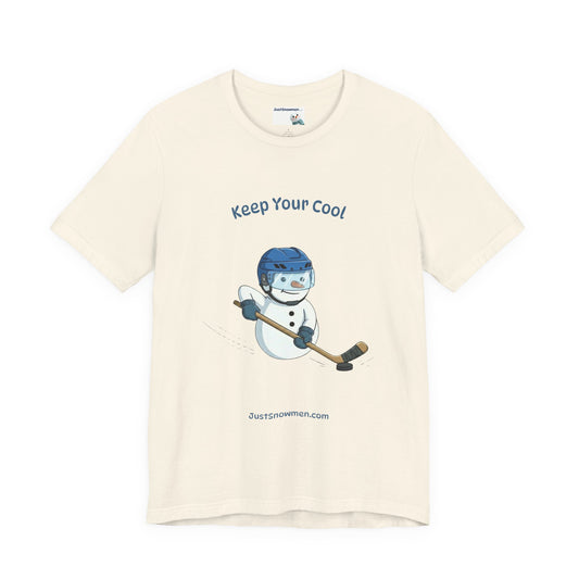 "Keep Your Cool" Snowman Hockey Graphic Tee | Soft Cotton T-Shirt