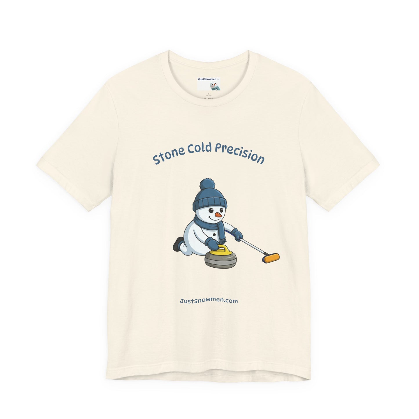 "Stone Cold Precision" Snowman Curling Graphic Tee | Soft Cotton T-Shirt
