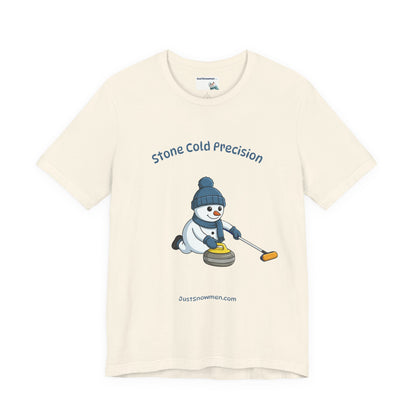 "Stone Cold Precision" Snowman Curling Graphic Tee | Soft Cotton T-Shirt