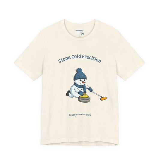 "Stone Cold Precision" Snowman Curling Graphic Tee | Soft Cotton T-Shirt
