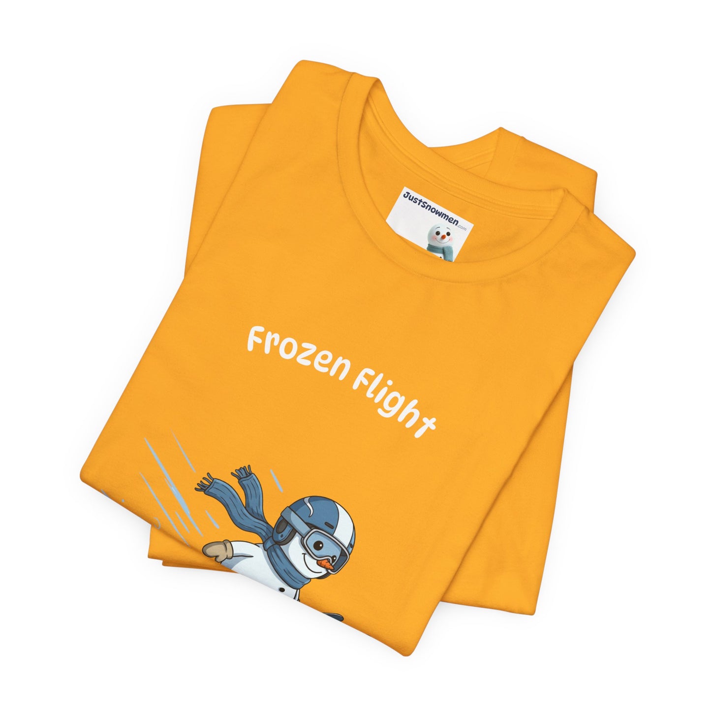 "Frozen Flight" Snowman Ski Jump Graphic Tee | Soft Cotton T-Shirt