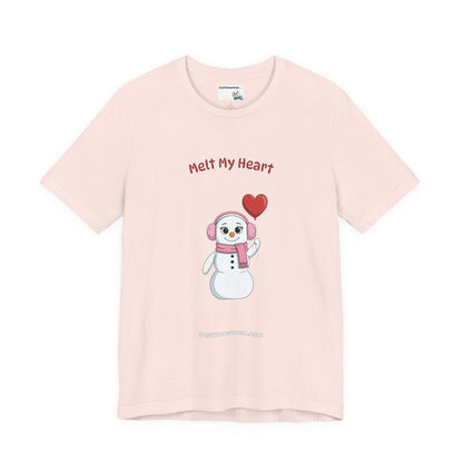 "Melt My Heart" Snowman Girl Graphic Tee | Soft Cotton T-Shirt