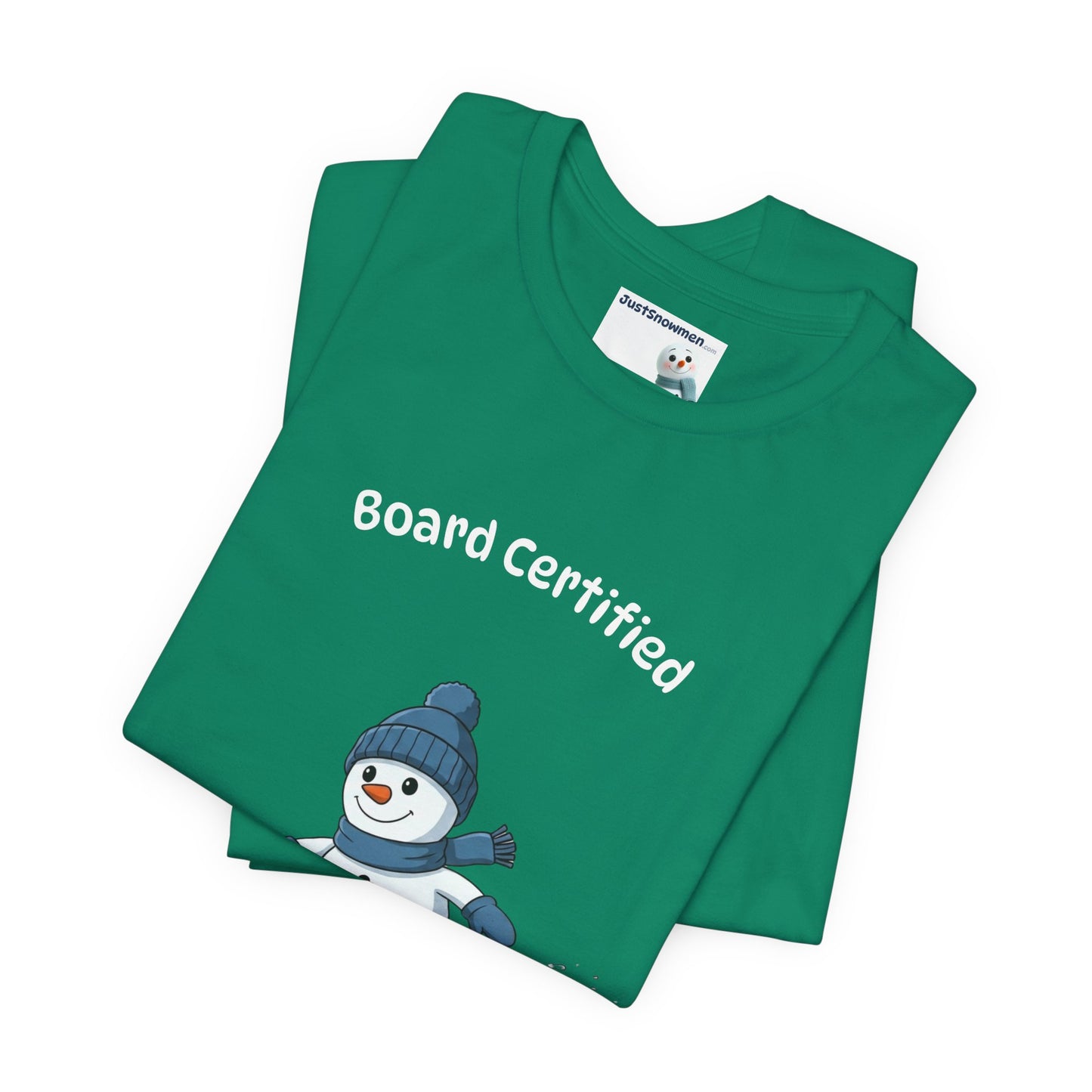 "Board Certified" Snowman Snowboarding Graphic Tee | Soft Cotton T-Shirt