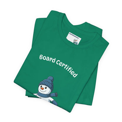 "Board Certified" Snowman Snowboarding Graphic Tee | Soft Cotton T-Shirt
