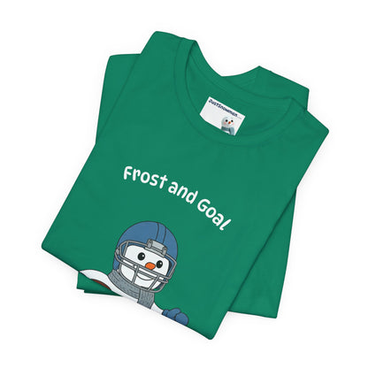 "Frost and Goal" Football Snowman Graphic Tee | Soft Cotton Sports T-Shirt