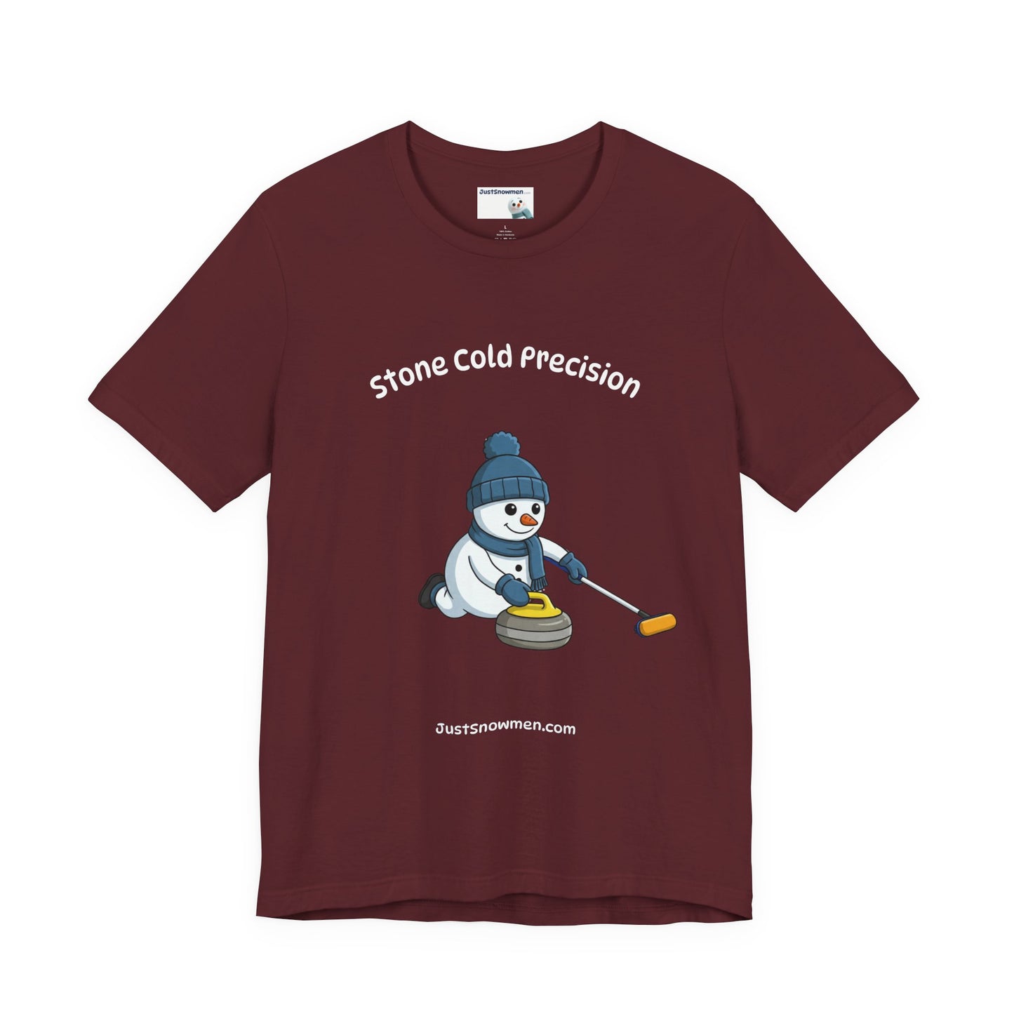 "Stone Cold Precision" Snowman Curling Graphic Tee | Soft Cotton T-Shirt