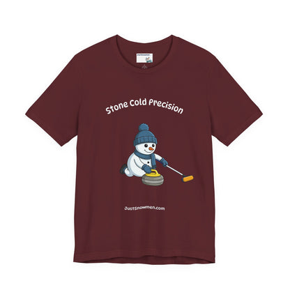 "Stone Cold Precision" Snowman Curling Graphic Tee | Soft Cotton T-Shirt