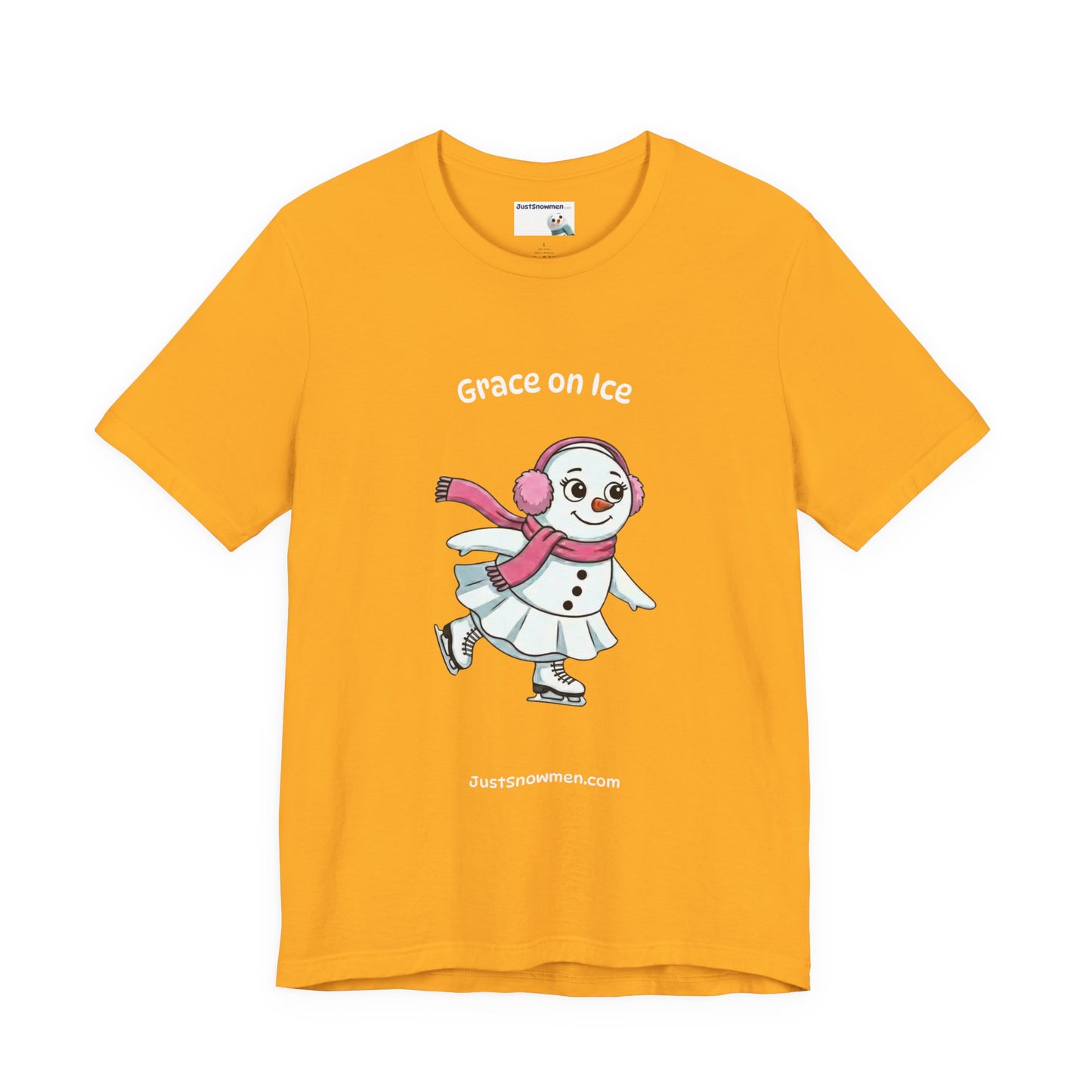 "Grace on Ice" Snowman Girl Figure Skating Graphic Tee | Soft Cotton T-Shirt