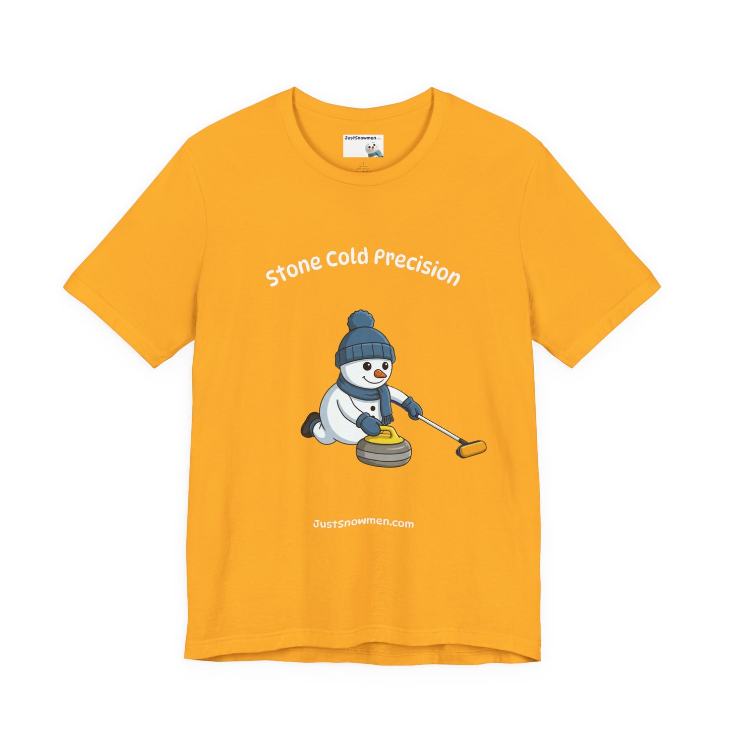 "Stone Cold Precision" Snowman Curling Graphic Tee | Soft Cotton T-Shirt