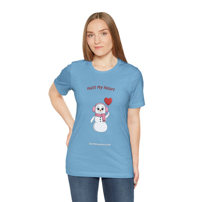 "Melt My Heart" Snowman Girl Graphic Tee | Soft Cotton T-Shirt