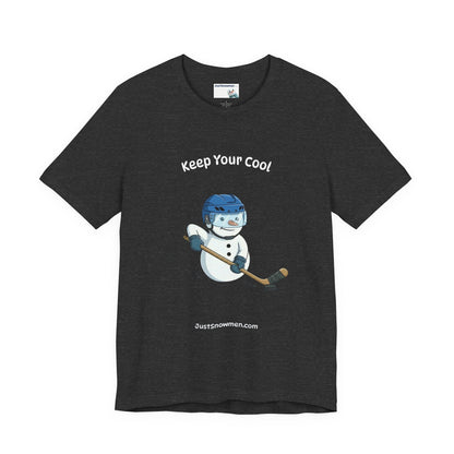 "Keep Your Cool" Snowman Hockey Graphic Tee | Soft Cotton T-Shirt