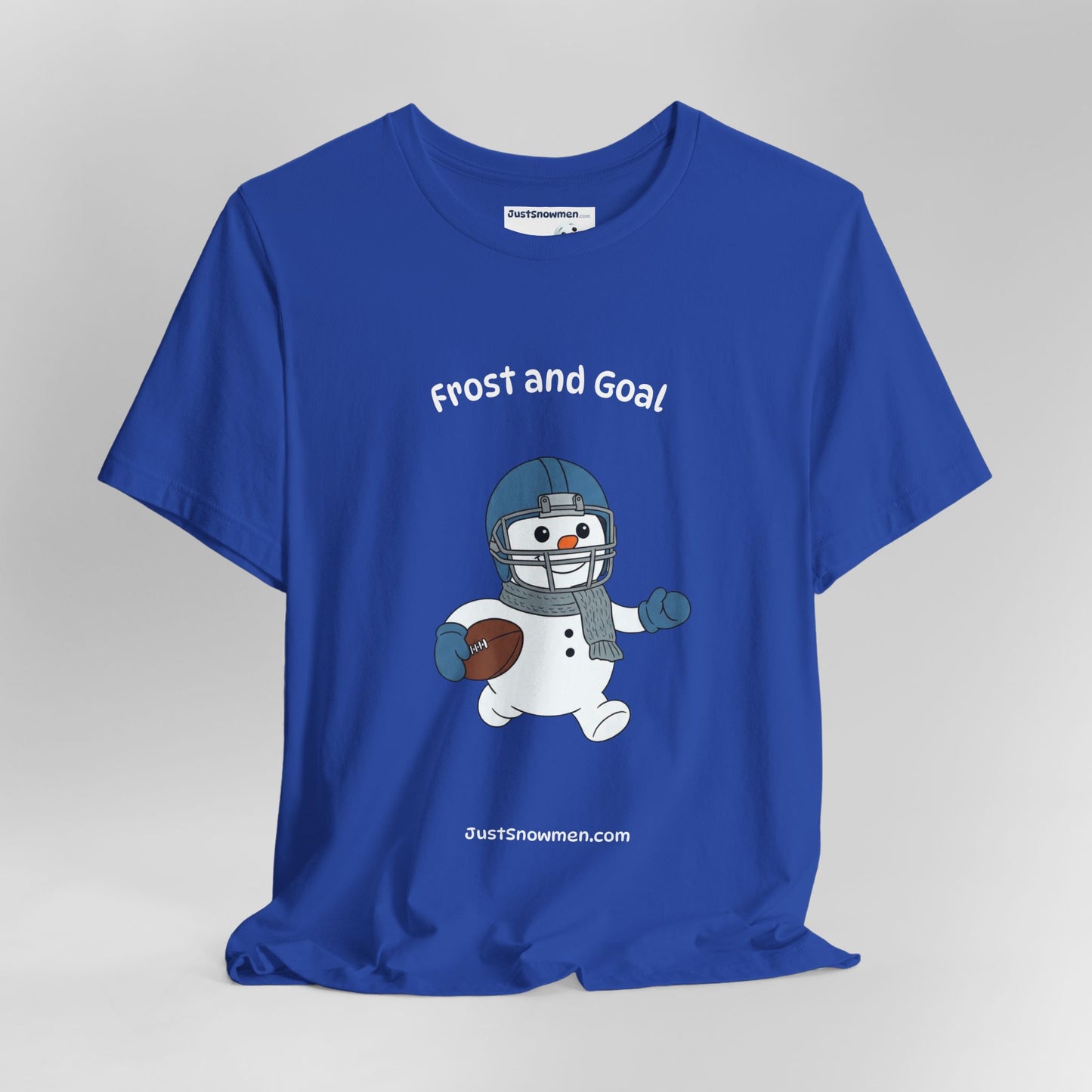 "Frost and Goal" Football Snowman Graphic Tee | Soft Cotton Sports T-Shirt