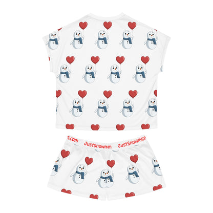 "Heart Balloon" Snowman Pattern Pajama Set | Soft Polyester Loungewear