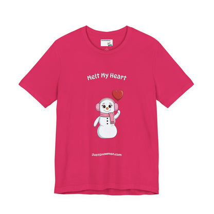 "Melt My Heart" Snowman Girl Graphic Tee | Soft Cotton T-Shirt