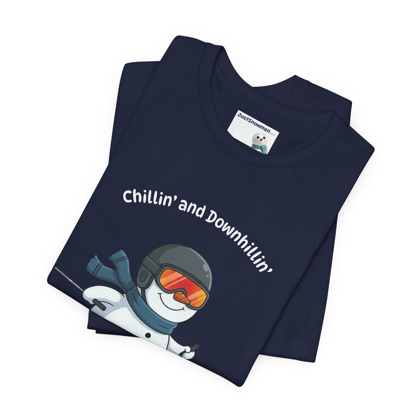 "Chillin' and Downhillin'" Snowman Skiing Graphic Tee | Soft Cotton T-Shirt