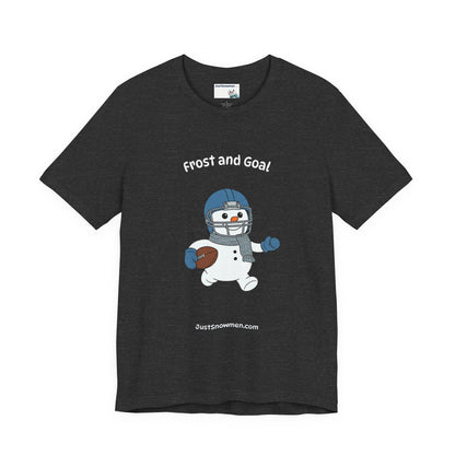 "Frost and Goal" Football Snowman Graphic Tee | Soft Cotton Sports T-Shirt