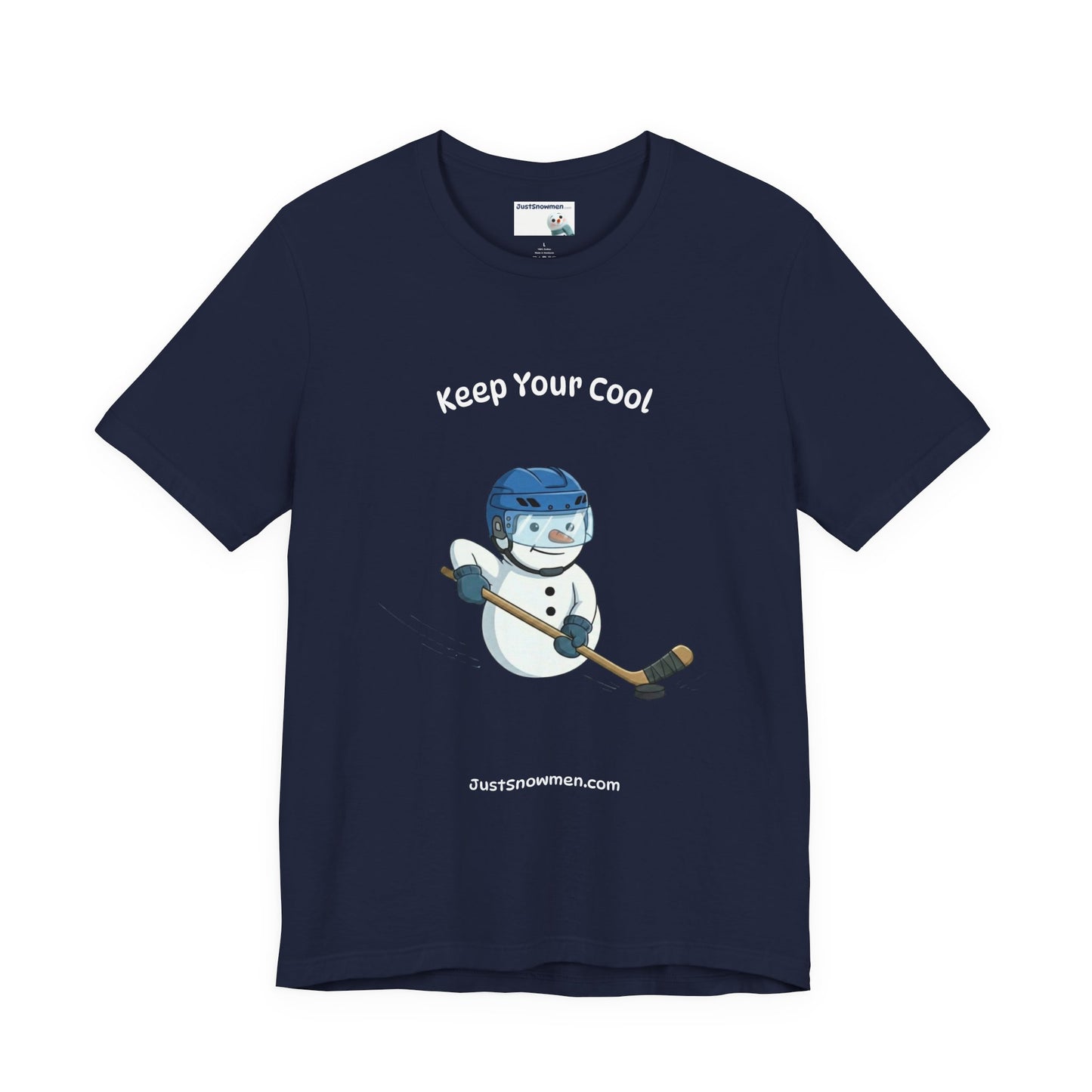 "Keep Your Cool" Snowman Hockey Graphic Tee | Soft Cotton T-Shirt