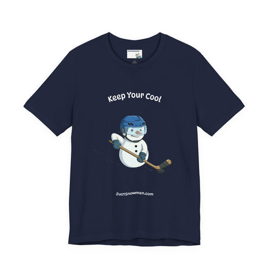 "Keep Your Cool" Snowman Hockey Graphic Tee | Soft Cotton T-Shirt