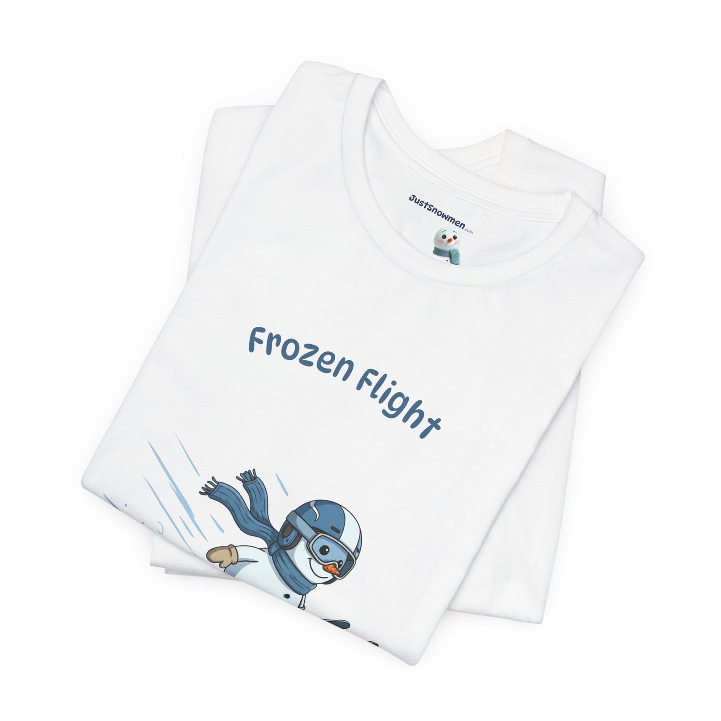 "Frozen Flight" Snowman Ski Jump Graphic Tee | Soft Cotton T-Shirt