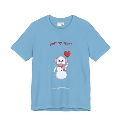"Melt My Heart" Snowman Girl Graphic Tee | Soft Cotton T-Shirt