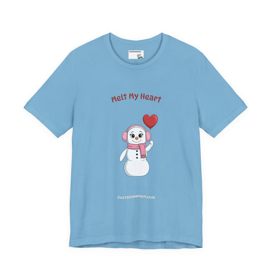 "Melt My Heart" Snowman Girl Graphic Tee | Soft Cotton T-Shirt