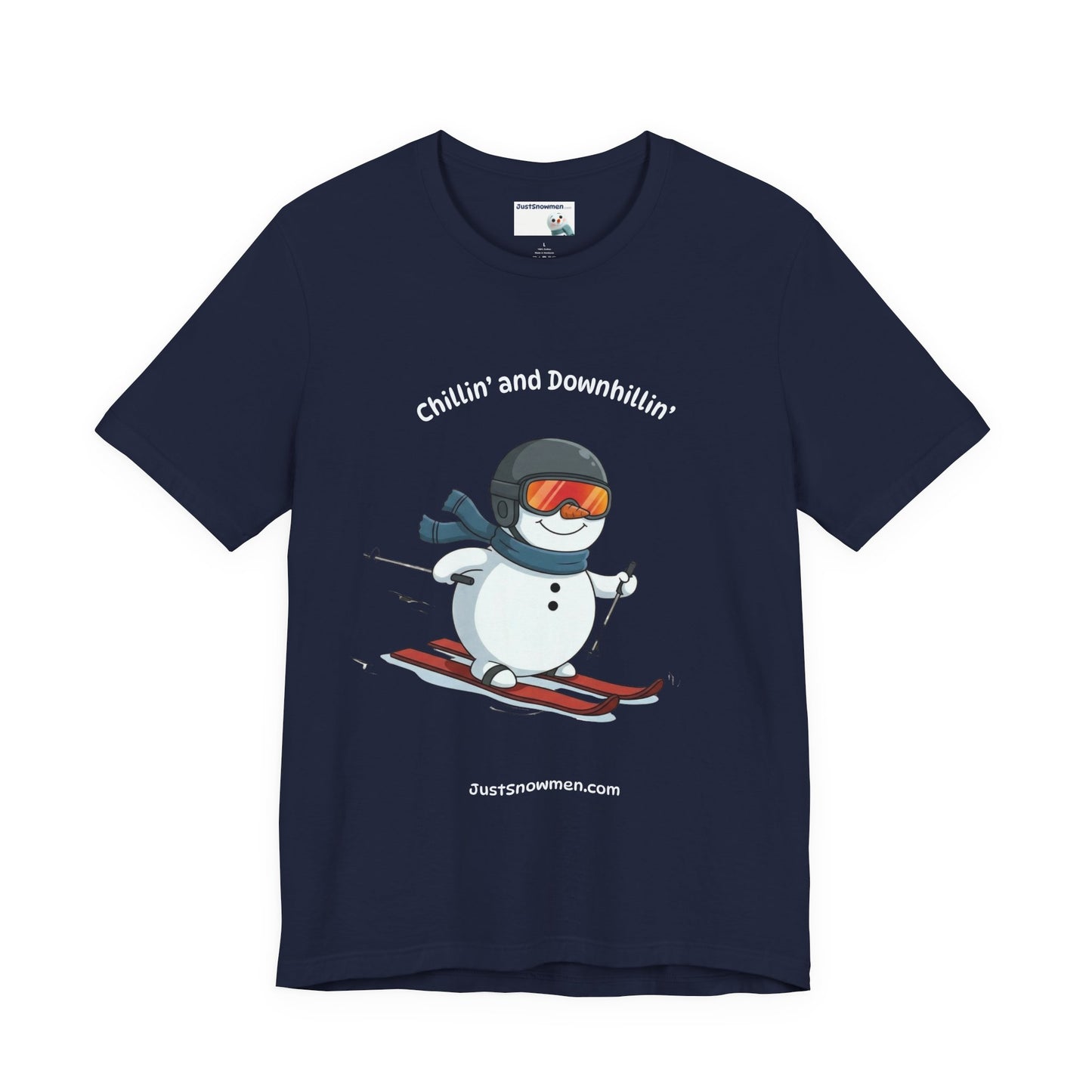 "Chillin' and Downhillin'" Snowman Skiing Graphic Tee | Soft Cotton T-Shirt