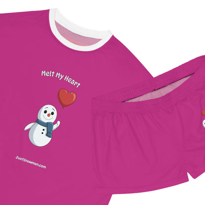 "Melt My Heart" Valentine's Snowman Pajama Set | Soft Polyester Loungewear