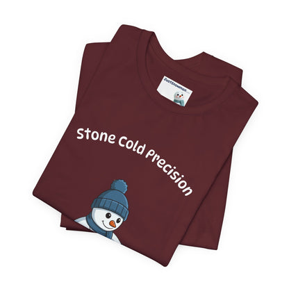 "Stone Cold Precision" Snowman Curling Graphic Tee | Soft Cotton T-Shirt
