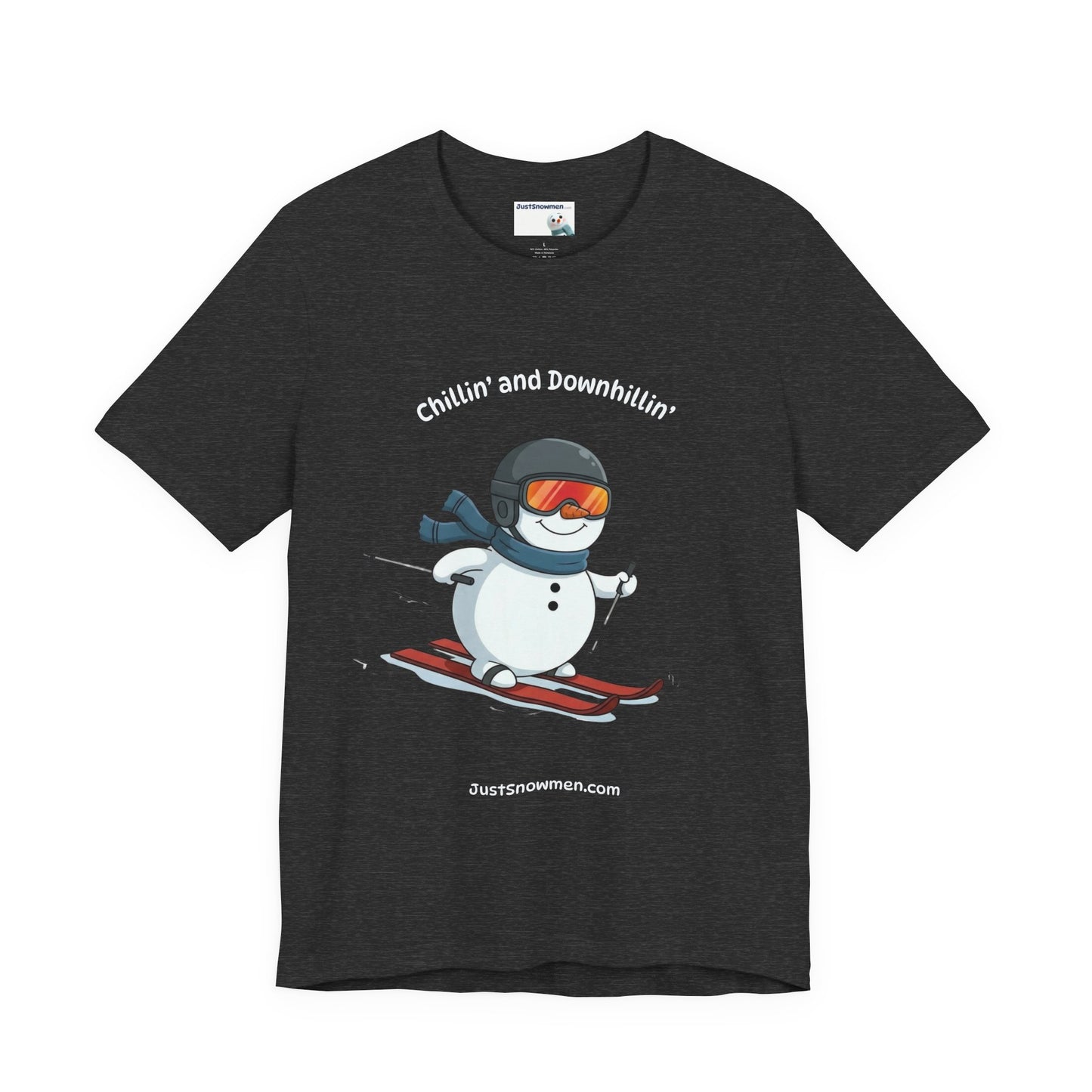 "Chillin' and Downhillin'" Snowman Skiing Graphic Tee | Soft Cotton T-Shirt