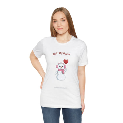 "Melt My Heart" Snowman Girl Graphic Tee | Soft Cotton T-Shirt