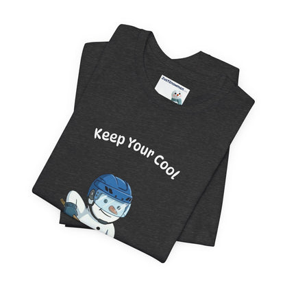 "Keep Your Cool" Snowman Hockey Graphic Tee | Soft Cotton T-Shirt