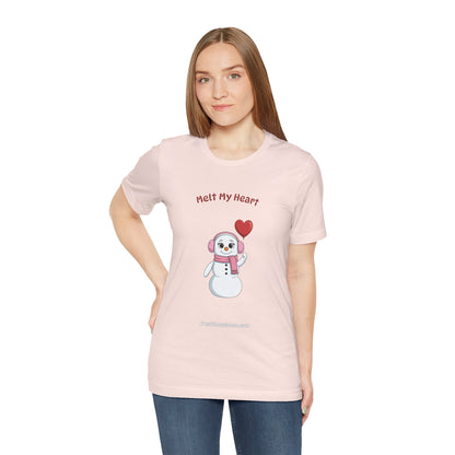 "Melt My Heart" Snowman Girl Graphic Tee | Soft Cotton T-Shirt