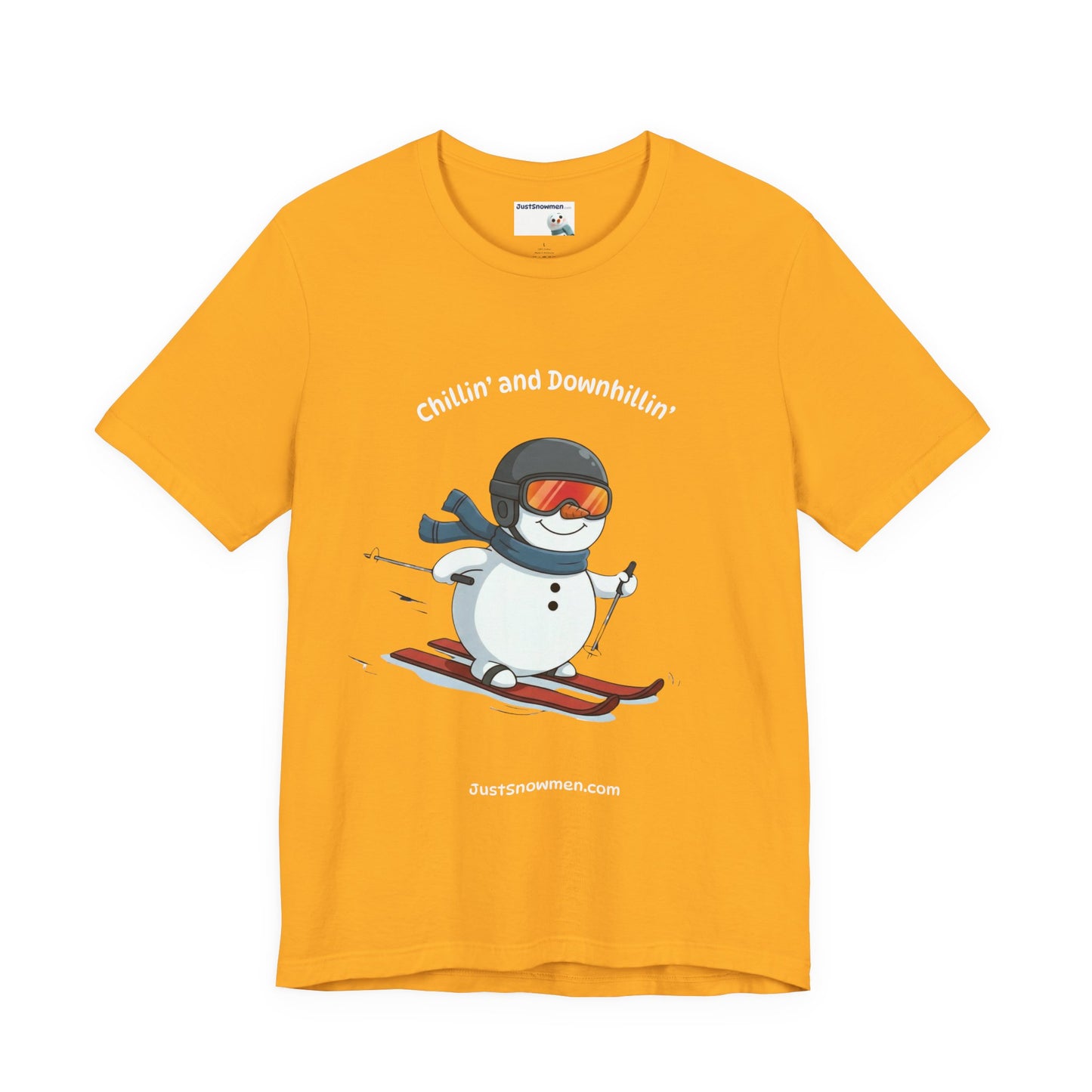 "Chillin' and Downhillin'" Snowman Skiing Graphic Tee | Soft Cotton T-Shirt