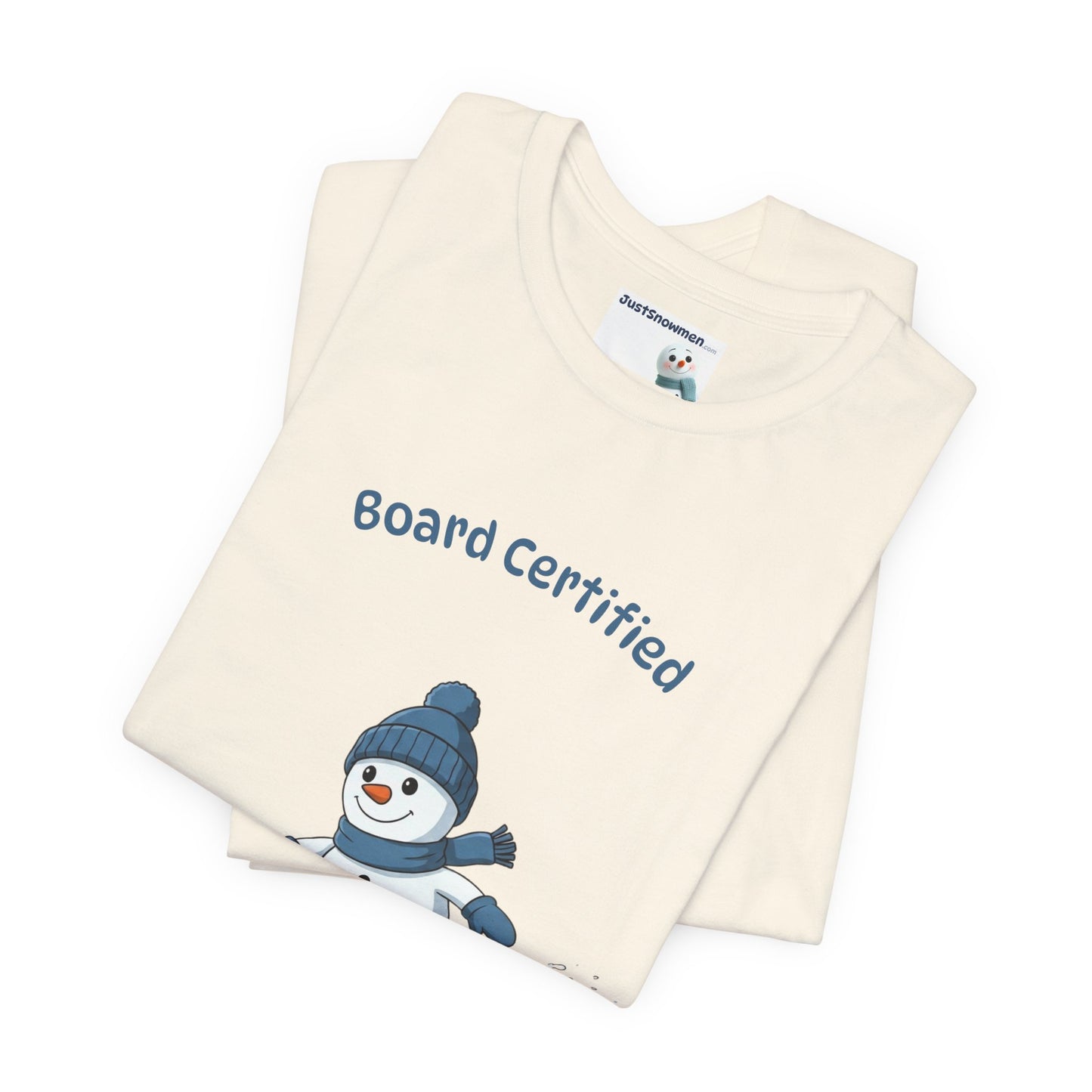 "Board Certified" Snowman Snowboarding Graphic Tee | Soft Cotton T-Shirt