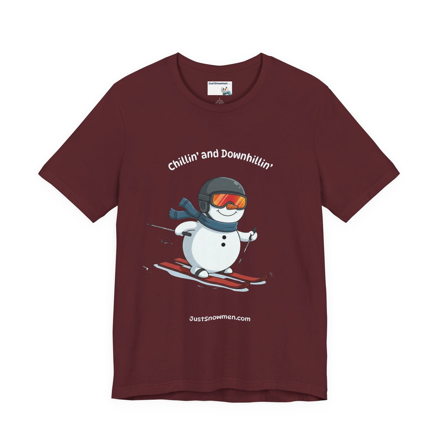 "Chillin' and Downhillin'" Snowman Skiing Graphic Tee | Soft Cotton T-Shirt