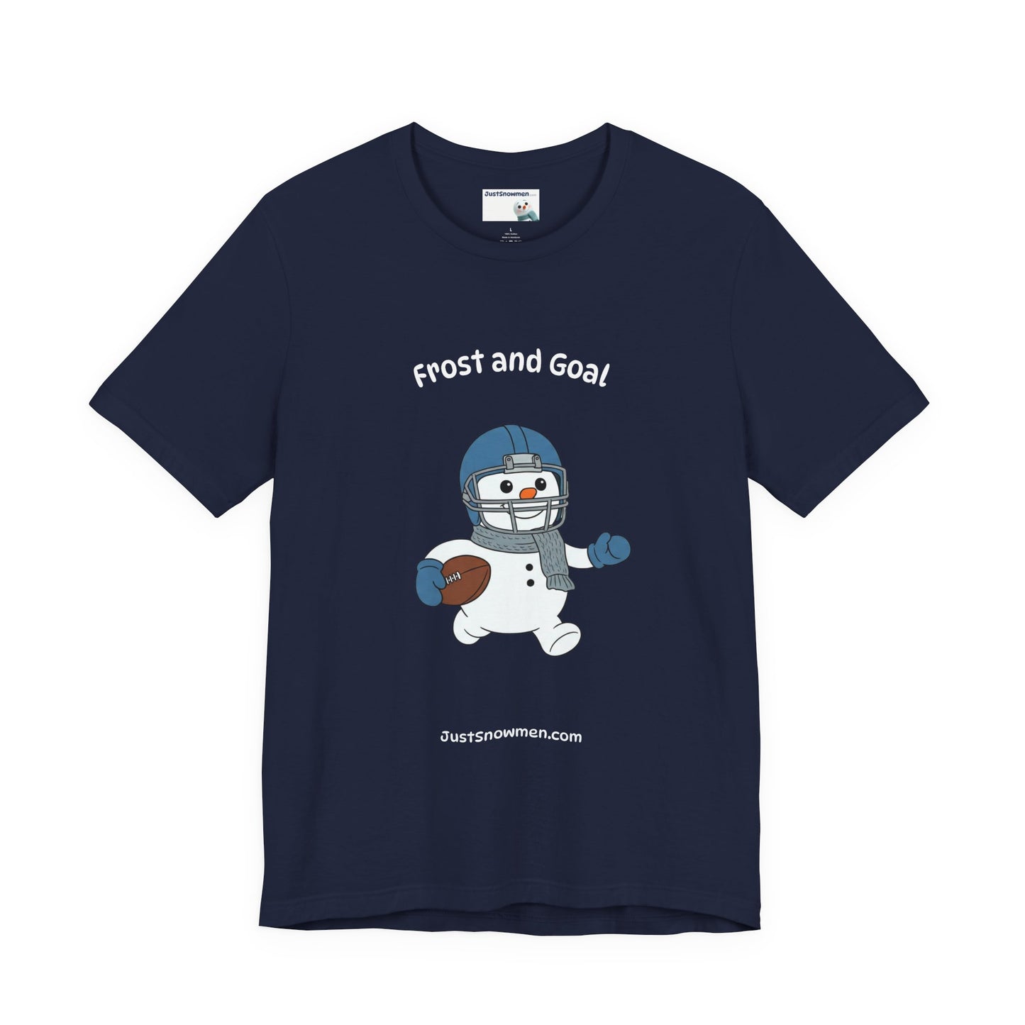 "Frost and Goal" Football Snowman Graphic Tee | Soft Cotton Sports T-Shirt