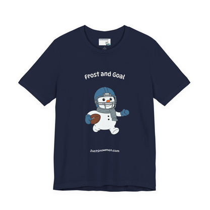 "Frost and Goal" Football Snowman Graphic Tee | Soft Cotton Sports T-Shirt
