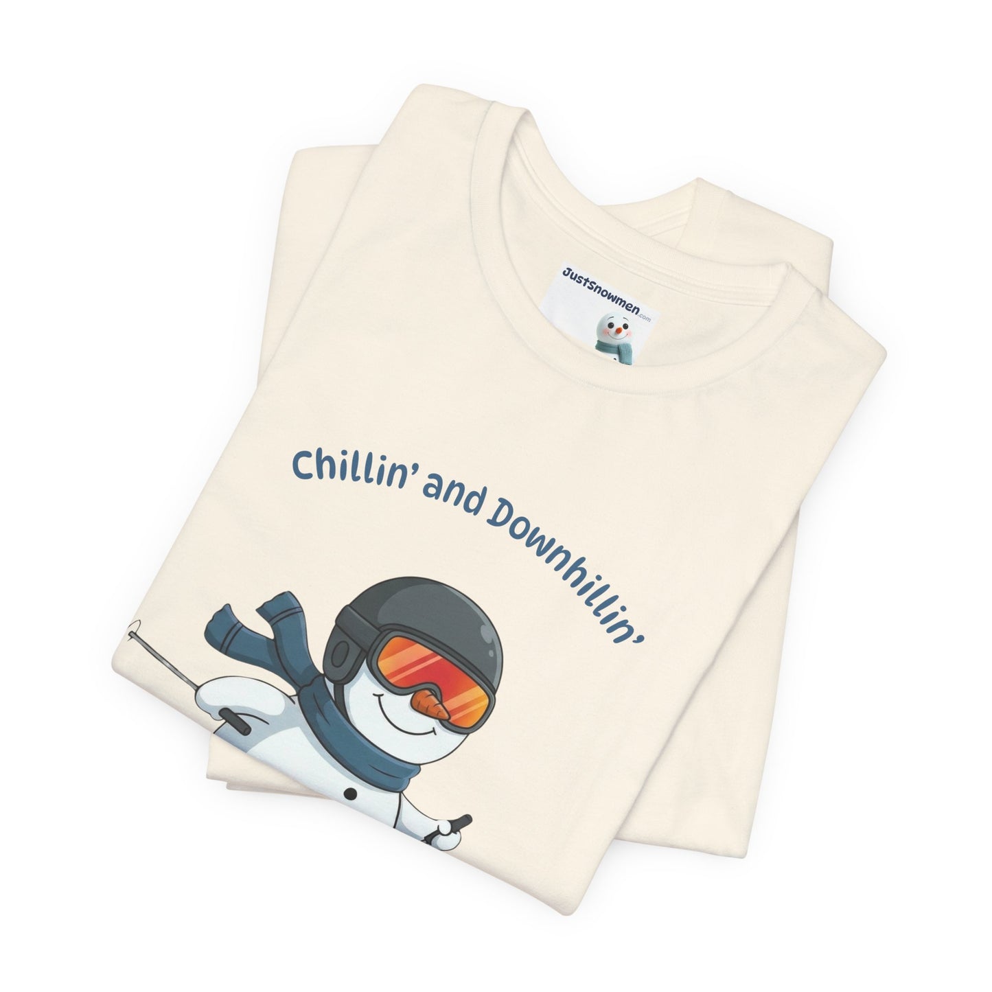 "Chillin' and Downhillin'" Snowman Skiing Graphic Tee | Soft Cotton T-Shirt