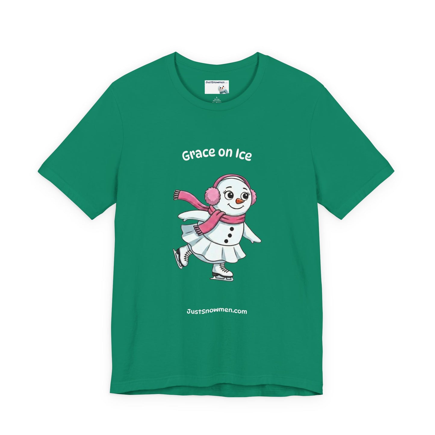 "Grace on Ice" Snowman Girl Figure Skating Graphic Tee | Soft Cotton T-Shirt