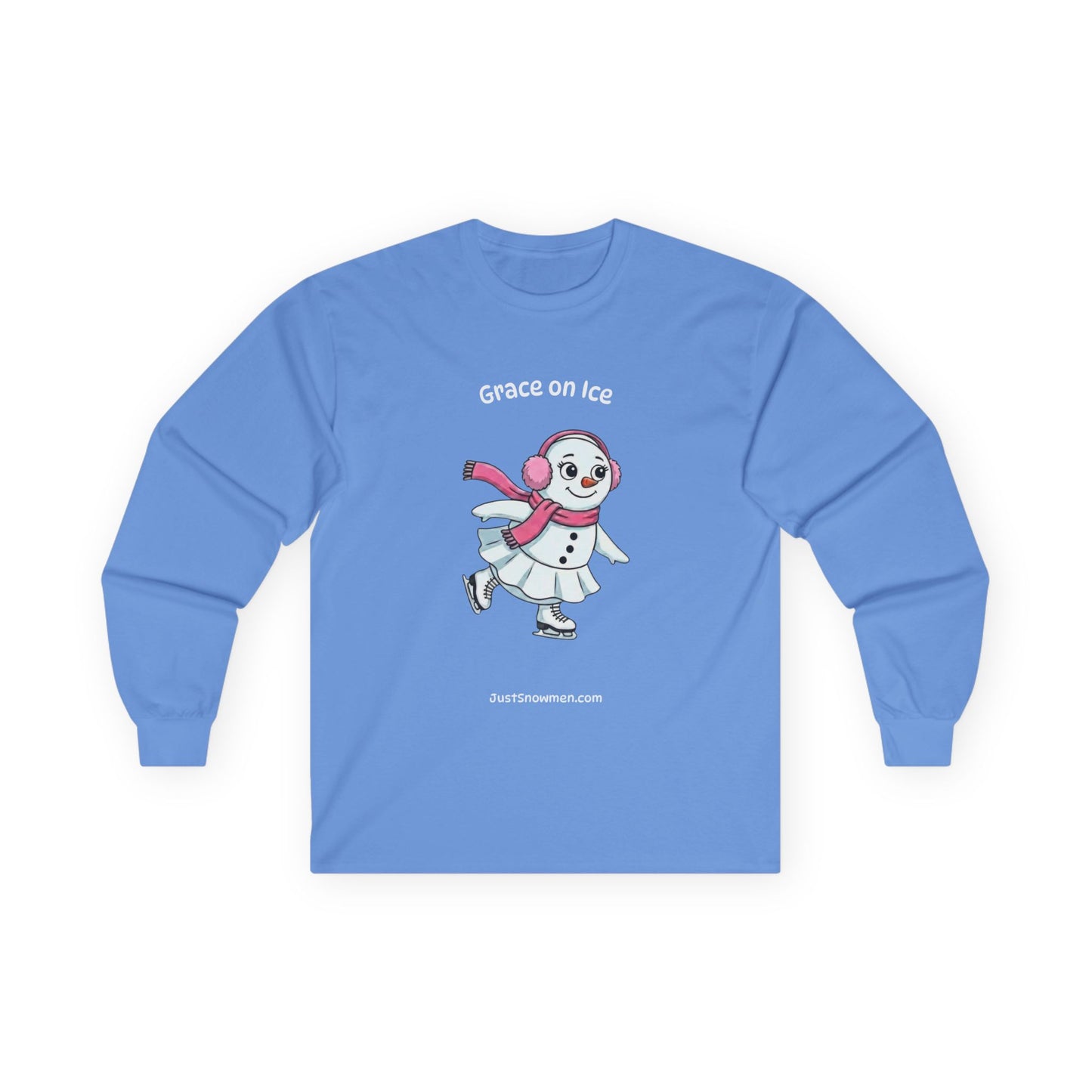 "Grace on Ice" Snowman Girl Figure Skating Long Sleeve | Cotton Sports Shirt