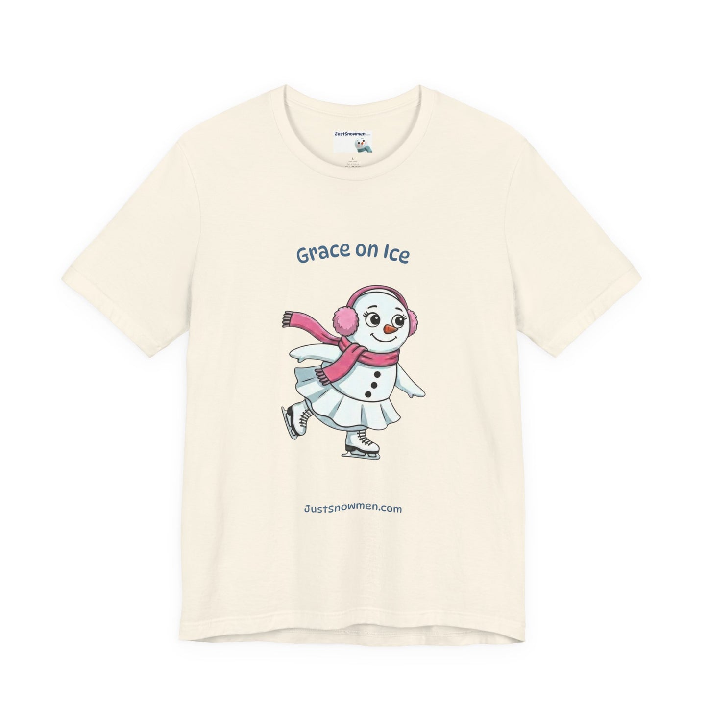 "Grace on Ice" Snowman Girl Figure Skating Graphic Tee | Soft Cotton T-Shirt