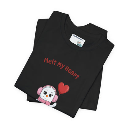 "Melt My Heart" Snowman Girl Graphic Tee | Soft Cotton T-Shirt