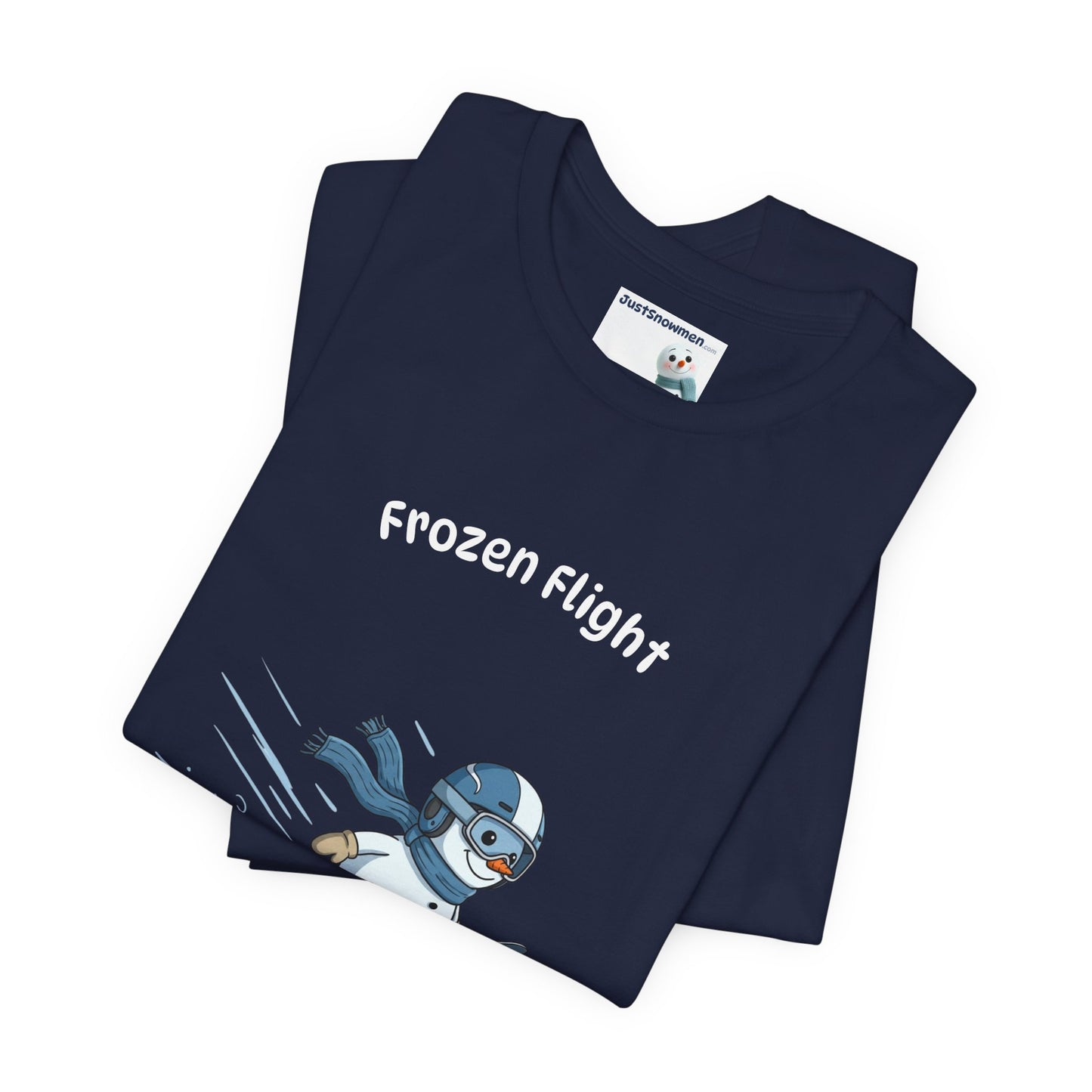"Frozen Flight" Snowman Ski Jump Graphic Tee | Soft Cotton T-Shirt
